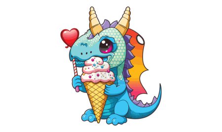 Ilustración de Dragón comiendo helado Vector Ilustración - Imagen libre de derechos