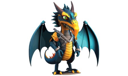 Ilustración de Dragón tocando una guitarra Vector Ilustración - Imagen libre de derechos