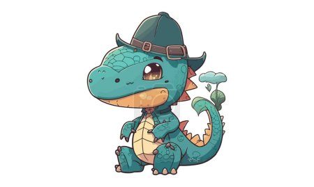 Illustration for Dragon Wearing a Hat Vector Illustration - Royalty Free Image