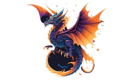 Téléchargez les illustrations : Illustration vectorielle de dessin animé Dragon Galaxy - en licence libre de droit