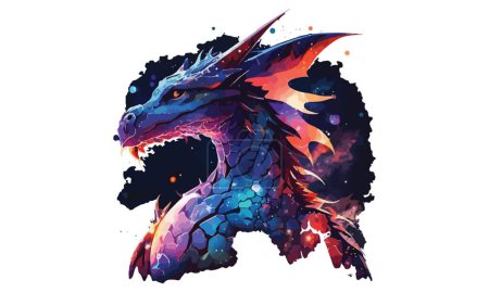 Illustration for Dragon Galaxy Cartoon Vector Illustration - Royalty Free Image