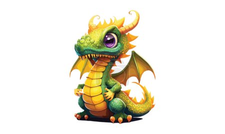 Illustration vectorielle de dragon de bande dessinée de bébé Kawaii