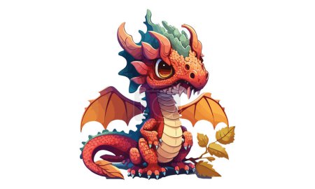 Baby Kawaii Cartoon Dragon Vector Illustration