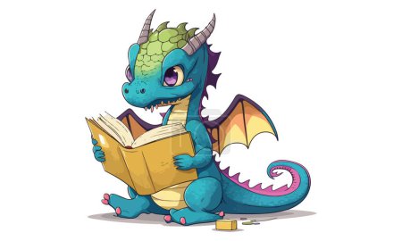 Ilustración de Dragón leyendo un libro Vector Ilustración - Imagen libre de derechos