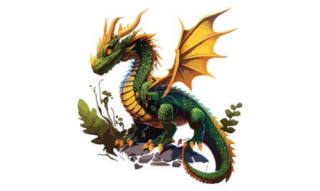 Téléchargez les illustrations : Illustration vectorielle de style réaliste Dragon - en licence libre de droit