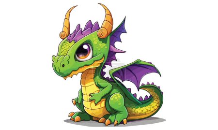 Illustration for Cartoon Dragon Game Style Vector Illustration - Royalty Free Image