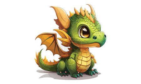 Illustration for Cartoon Dragon Game Style Vector Illustration - Royalty Free Image