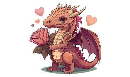 Téléchargez les illustrations : Illustration vectorielle de style Dragon Valentine - en licence libre de droit