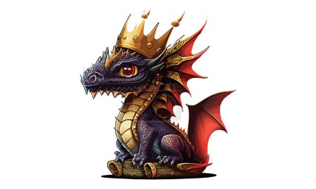 Ilustración de Rey Dragón Lleva una Ilustración de Vector Corona - Imagen libre de derechos