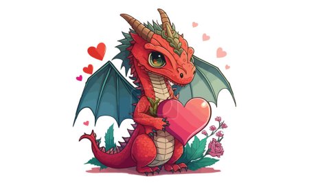 Ilustración de Dragon Valentine Style Vector Ilustración - Imagen libre de derechos