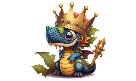 Ilustración de Rey Dragón Lleva una Ilustración de Vector Corona - Imagen libre de derechos