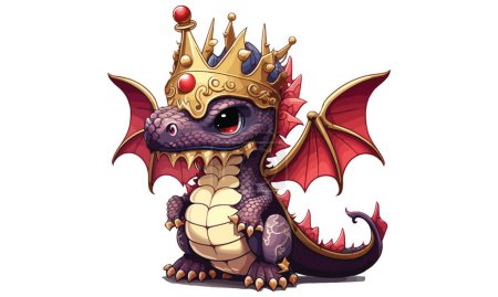Dragon King Wears a Crown Vector Illustration
