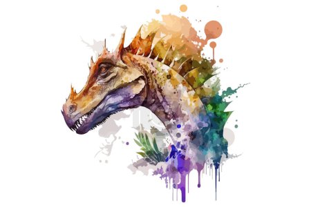 Téléchargez les illustrations : Illustration vectorielle de dinosaure aquarelle - en licence libre de droit