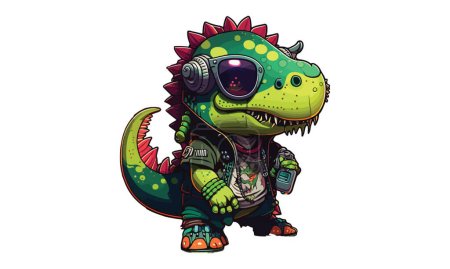 Cyberpunk Dinosaur vector illustration