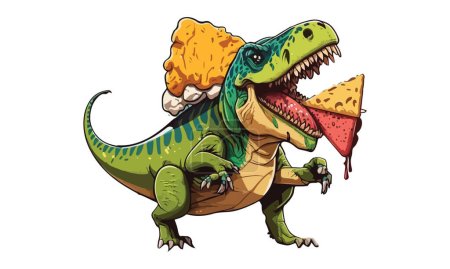 Téléchargez les illustrations : Dinosaure manger une illustration vectorielle taco - en licence libre de droit