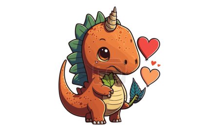 Téléchargez les illustrations : Illustration vectorielle valentine dinosaure - en licence libre de droit