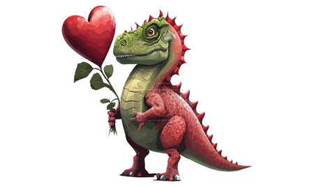 Téléchargez les illustrations : Illustration vectorielle valentine dinosaure - en licence libre de droit