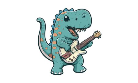 Illustration for Dinosaur playing a guitar vector illustration - Royalty Free Image