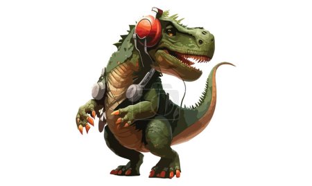 Téléchargez les illustrations : Dinosaure portant une illustration vectorielle casque - en licence libre de droit