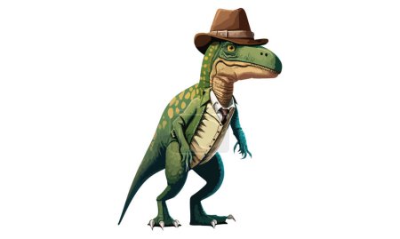 Téléchargez les illustrations : Dinosaure portant une illustration vectorielle chapeau - en licence libre de droit