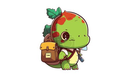 Téléchargez les illustrations : Dinosaur portant une illustration vectorielle de sac d'école - en licence libre de droit
