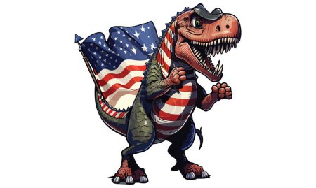 Téléchargez les illustrations : Illustration vectorielle du drapeau américain des dinosaures - en licence libre de droit