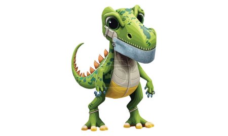 Illustration for Dinosaur wearing a face mask vector illustration - Royalty Free Image