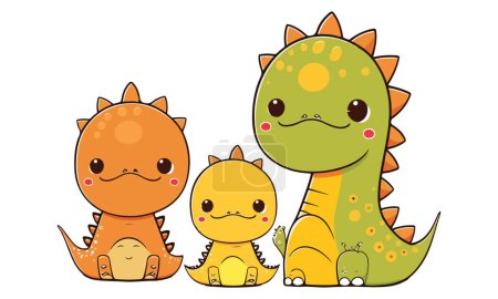 Téléchargez les illustrations : Illustration vectorielle famille des dinosaures - en licence libre de droit