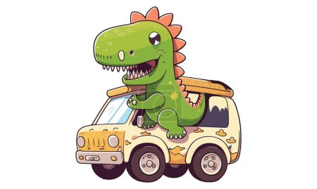 Illustration for Dinosaur riding a car vector illustration - Royalty Free Image