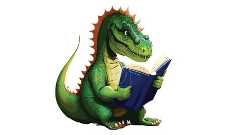 Illustration for Dinosaur reading a book vector illustration - Royalty Free Image