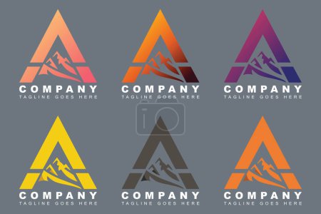Ilustración de Logotipo de letra que incorpora un pico de montaña, simbolizando ambición y logro - Imagen libre de derechos