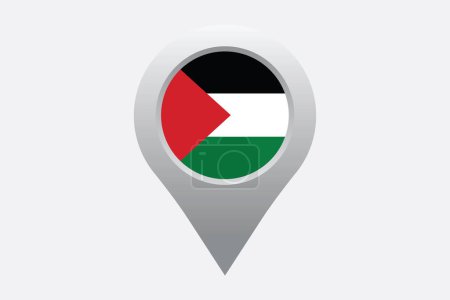 Drapeau de Palestine avec panneau de localisation, drapeau palestinien original et simple, illustration vectorielle du drapeau palestinien