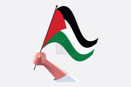 Una mano sosteniendo la bandera de Palestina, Bandera de Palestina, original y simple bandera de Palestina, vector de ilustración de la bandera de Palestina