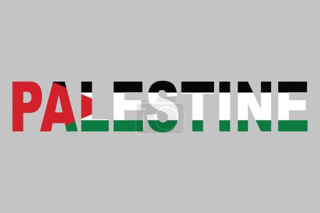 Palestine English word, Flag of Palestine, original and simple Palestine flag, vector illustration of Palestine flag