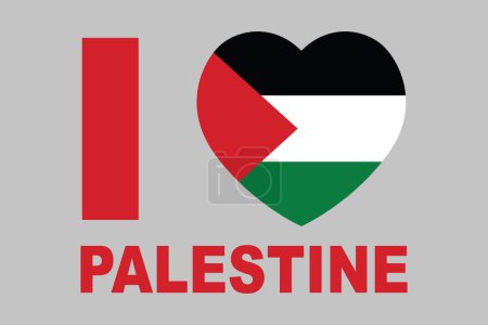 I Love Palestine, Flagge Palästinas, originelle und einfache Palästina-Flagge, Vektorillustration der Palästina-Flagge