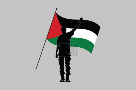 Un homme tenant le drapeau palestinien, drapeau palestinien, drapeau palestinien original et simple, illustration vectorielle du drapeau palestinien