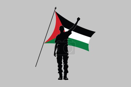 A Man holding The Palestine Flag, Flag of Palestine, original and simple Palestine flag, vector illustration of Palestine flag