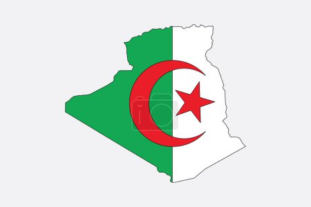 Flagge Algeriens mit algerischer Landkarte, ursprüngliche und einfache algerische Flagge, Vektorillustration der algerischen Flagge