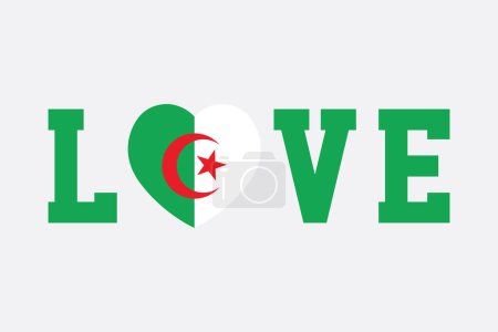 I love Algeria with Flag of Algeria, original and simple Algeria flag, vector illustration of Algeria flag