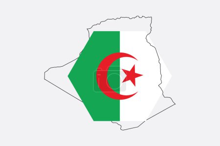 Flag of Algeria with Algerian map, original and simple Algeria flag, vector illustration of Algeria flag