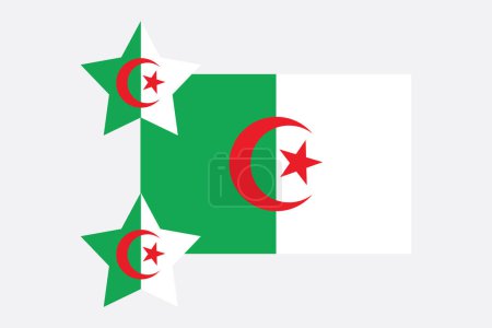 Algérie Mot français, Drapeau de l'Algérie, drapeau algérien original et simple, illustration vectorielle du drapeau algérien