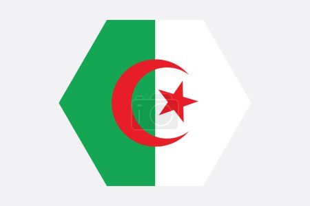 Algerien Englisches Wort, Flagge Algeriens, originelle und einfache algerische Flagge, Vektorillustration der algerischen Flagge