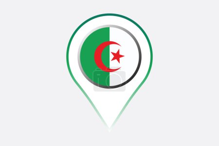 Flag of Algeria with Algerian location sign, original and simple Algeria flag, vector illustration of Algeria flag