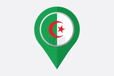 Flagge Algeriens mit algerischem Ortsschild, ursprüngliche und einfache algerische Flagge, Vektordarstellung der algerischen Flagge