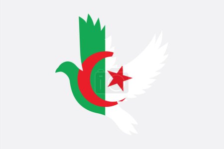 Peace for Algeria with Flag of Algeria, original and simple Algeria flag, vector illustration of Algeria flag