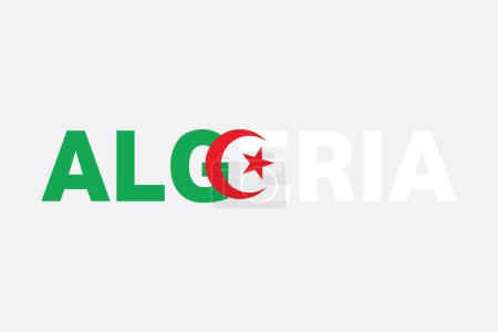 Algeria English word, Flag of Algeria, original and simple Algeria flag, vector illustration of Algeria flag