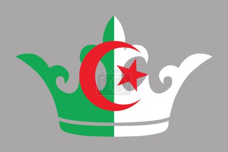 Crown flag of Algeria, Flag of Algeria, original and simple Algeria flag, vector illustration of Algeria flag