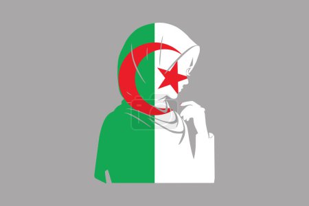 Woman flag of Algeria, Flag of Algeria, original and simple Algeria flag, vector illustration of Algeria flag