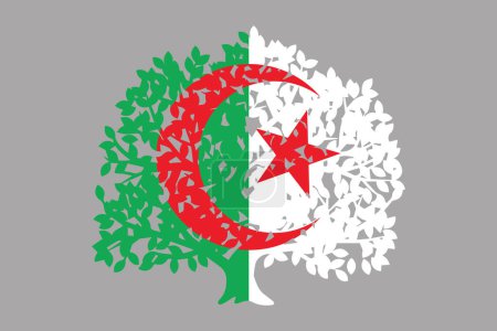 Tree flag of Algeria, Flag of Algeria, original and simple Algeria flag, vector illustration of Algeria flag
