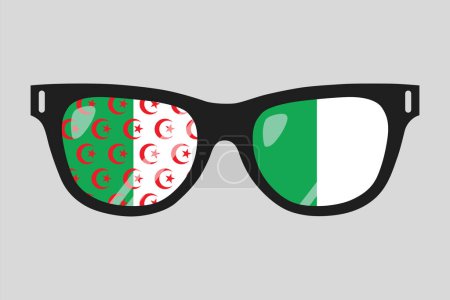 Algerian Flag sunglasses, sunglasses with Algerian flag, United States of America flag Design Vector Illustration